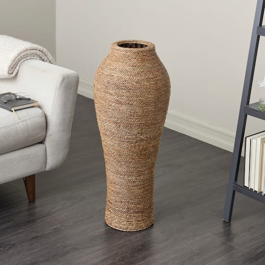 31" Natural Brown Seagrass Wrapped Vase